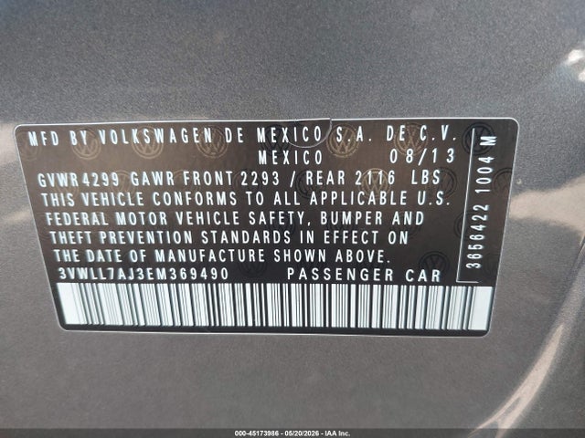 Aukcja sprzedaży 2014 Volkswagen Jetta 2.0l Tdi, vin: 3VWLL7AJ3EM369490, numer aukcji: 45173986