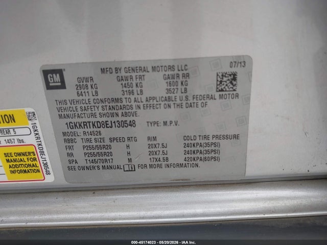 Продажа на аукционе авто 2014 Gmc Acadia Denali, vin: 1GKKRTKD8EJ130548, номер лота: 45174023
