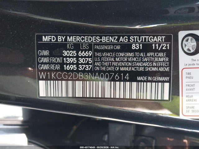 Mercedes-Benz EQS 450+ 2022 W1KCG2DB3NA007614 Image 9