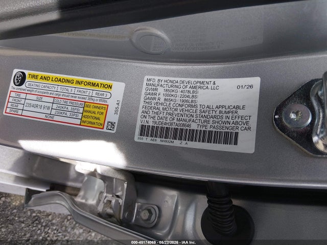 2026 Acura Integra Fwd A-spec მანქანა იყიდება აუქციონზე, vin: 19UDE4H38TA008646, აუქციონის ნომერი: 45174069
