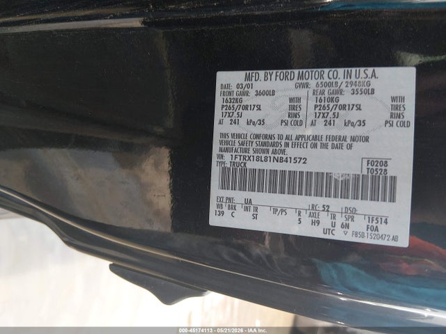 Aukcja sprzedaży 2001 Ford F-150 Lariat/xl/xlt, vin: 1FTRX18L81NB41572, numer aukcji: 45174113