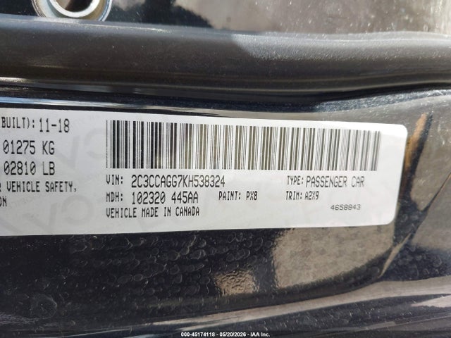 45174118 :رقم المزاد ، 2C3CCAGG7KH538324 vin ، 2019 Chrysler 300 300s Awd مزاد بيع