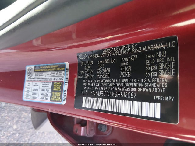Продажа на аукционе авто 2025 Hyundai Tucson Sel, vin: 5NMJBCDE8SH516082, номер лота: 45174141