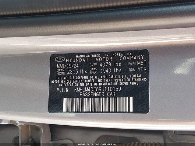 KMHLM4DJ8RU110159 Hyundai Elantra Hybrid Blue