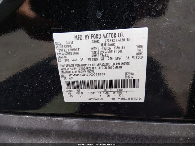 Aukcja sprzedaży 2018 Ford Explorer, vin: 1FM5K8BH0JGC35357, numer aukcji: 45174187