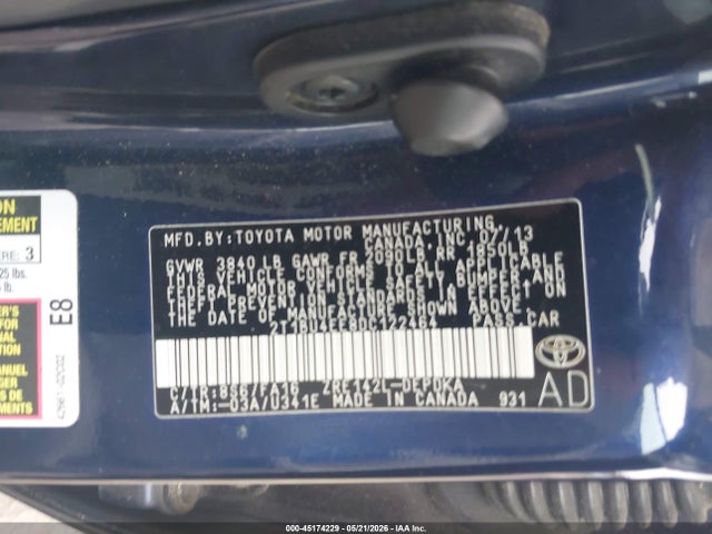 Продаж на аукціоні авто 2013 Toyota Corolla L, vin: 2T1BU4EE8DC122464, номер лоту: 45174229