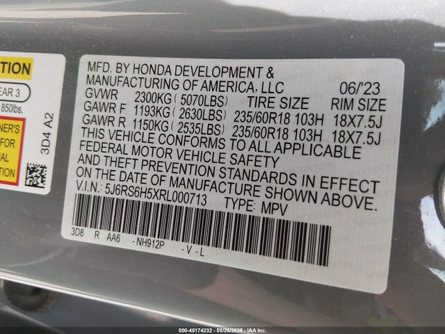 5J6RS6H5XRL000713 Honda Cr-v Hybrid Sport