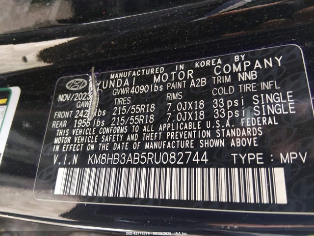 Aukcja sprzedaży 2024 Hyundai Kona Sel, vin: KM8HB3AB5RU082744, numer aukcji: 45174275