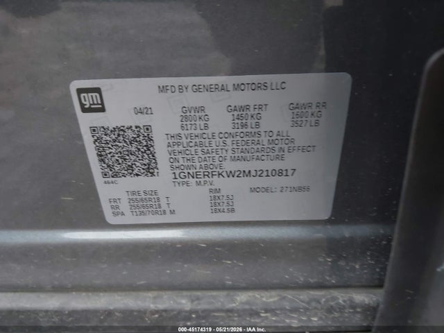 Auction sale of the 2021 Chevrolet Traverse Fwd Ls, vin: 1GNERFKW2MJ210817, lot number: 45174319