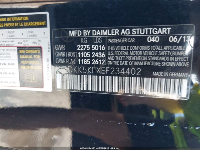 Aukcja sprzedaży 2014 Mercedes-benz E 350, vin: WDDKK5KFXEF234402, numer aukcji: 45174363