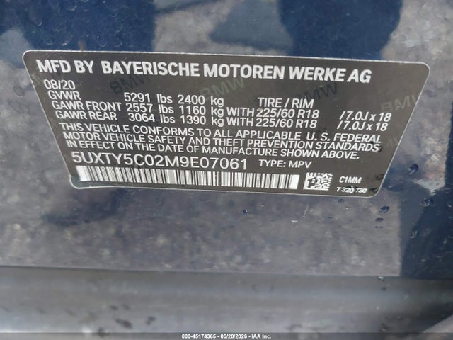 2021 Bmw X3 Xdrive30i მანქანა იყიდება აუქციონზე, vin: 5UXTY5C02M9E07061, აუქციონის ნომერი: 45174365