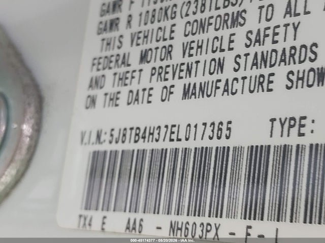 2014 Acura Rdx მანქანა იყიდება აუქციონზე, vin: 5J8TB4H37EL017365, აუქციონის ნომერი: 45174377