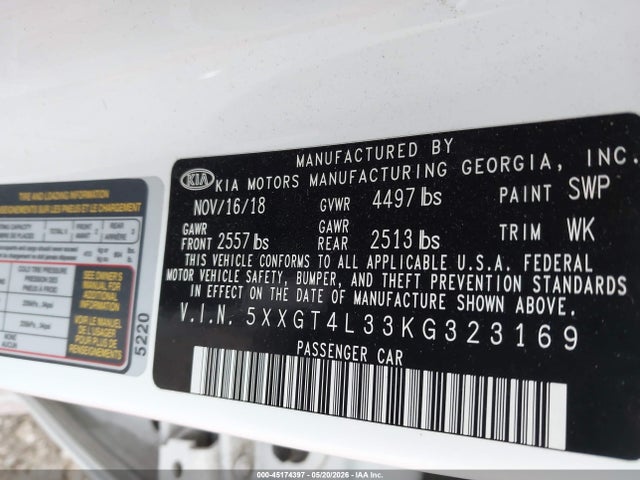 KIA Optima Lx 2019 5XXGT4L33KG323169 Image 9