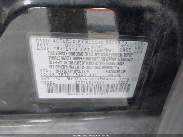Nissan SENTRA S 2017 3N1AB7AP1HY377279 Image 9