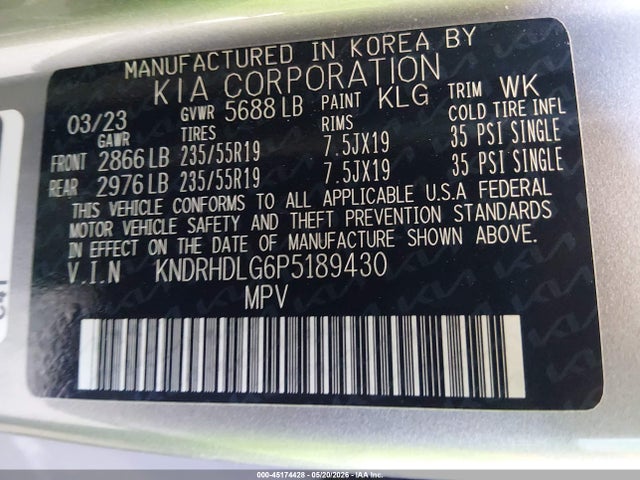 KNDRHDLG6P5189430 KIA Sorento Hybrid Ex