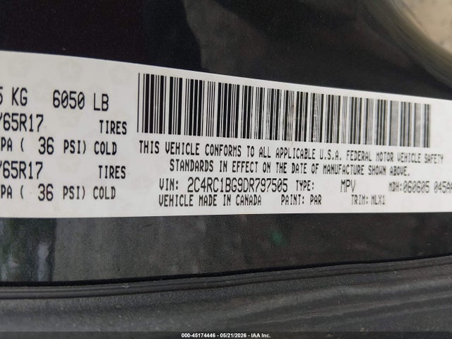 Aukcja sprzedaży 2013 Chrysler Town & Country Touring, vin: 2C4RC1BG9DR797505, numer aukcji: 45174446
