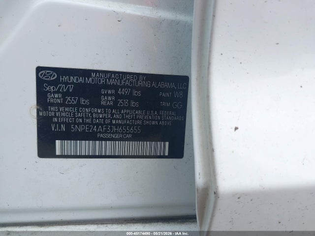 Hyundai SONATA SE 2018 5NPE24AF3JH655655 Image 9