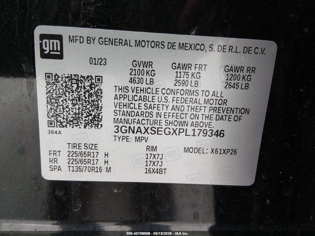 Aukcja sprzedaży 2023 Chevrolet Equinox Awd Ls, vin: 3GNAXSEGXPL179346, numer aukcji: 45174566