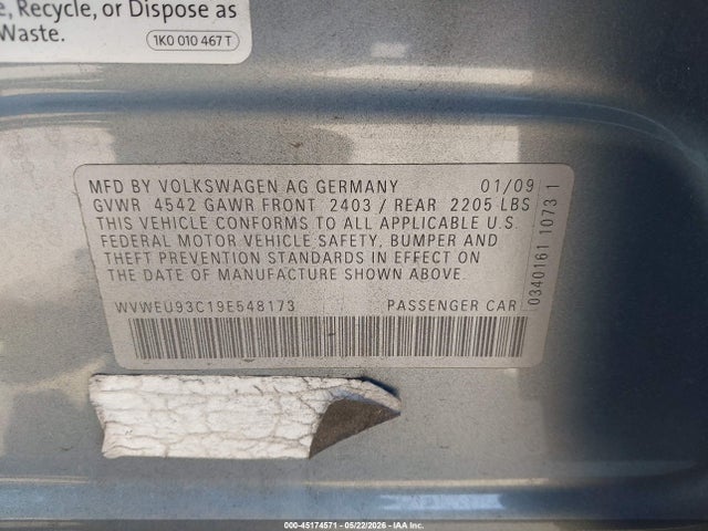 Продажа на аукционе авто 2009 Volkswagen Cc Vr6 Sport, vin: WVWEU93C19E548173, номер лота: 45174571