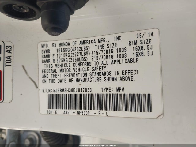 Honda CR-V LX 2014 5J6RM3H36EL037033 Image 9