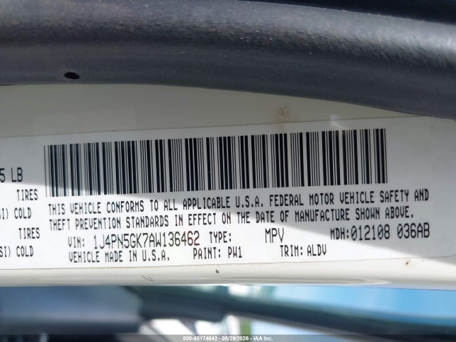 2010 Jeep Liberty Limited მანქანა იყიდება აუქციონზე, vin: 1J4PN5GK7AW136462, აუქციონის ნომერი: 45174642