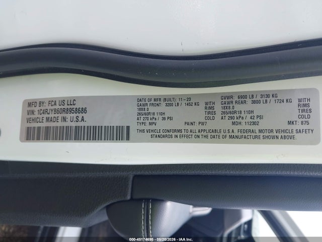 Aukcja sprzedaży 2024 Jeep Grand Cherokee 4xe, vin: 1C4RJYB60R8958686, numer aukcji: 45174695