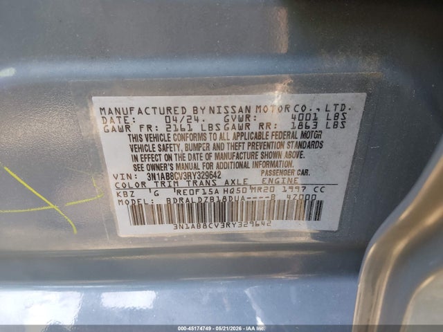 Продаж на аукціоні авто 2024 Nissan Sentra Sv Xtronic Cvt, vin: 3N1AB8CV3RY329642, номер лоту: 45174749