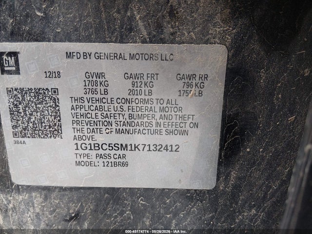 1G1BC5SM1K7132412 Chevrolet CRUZE LS