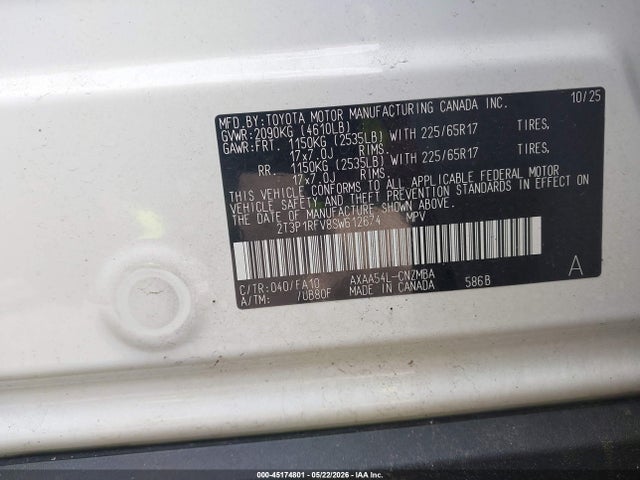 Продаж на аукціоні авто 2025 Toyota Rav4 Xle, vin: 2T3P1RFV8SW612674, номер лоту: 45174801