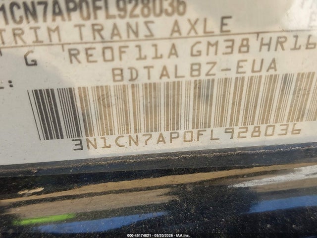 Продажа на аукционе авто 2015 Nissan Versa 1.6 Sv, vin: 3N1CN7AP0FL928036, номер лота: 45174821