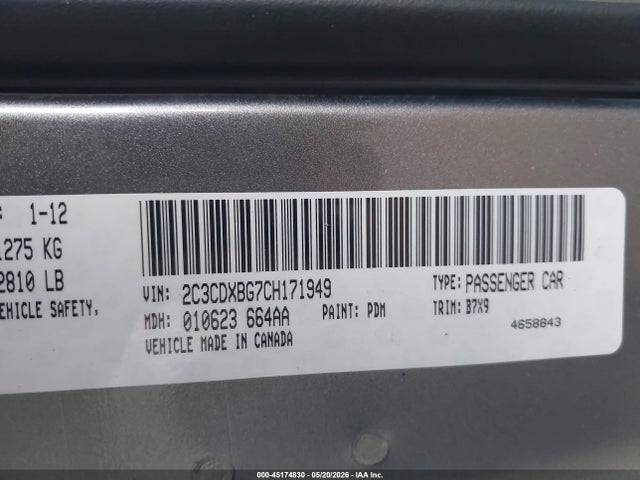 Aukcja sprzedaży 2012 Dodge Charger Se, vin: 2C3CDXBG7CH171949, numer aukcji: 45174830
