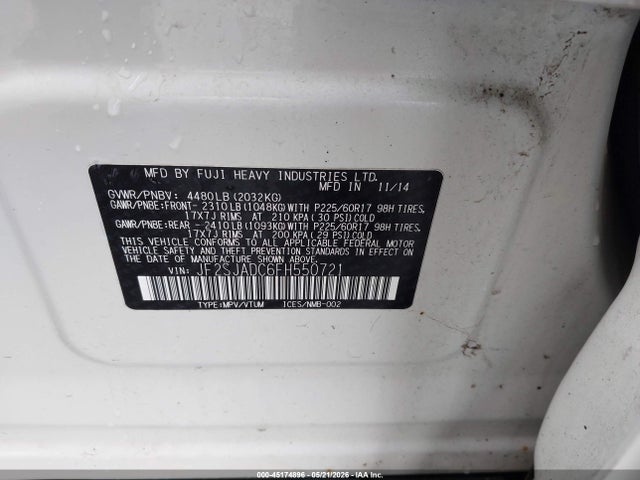 Subaru Forester 2.5i Premium 2015 JF2SJADC6FH550721 Image 9