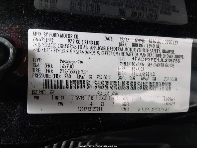 Ford FOCUS SE 2018 1FADP3FE1JL235756 Image 9