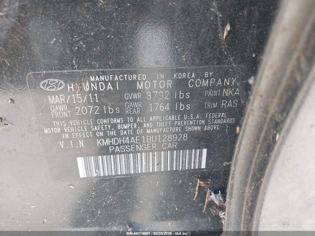2011 Hyundai Elantra Gls (ulsan Plant) მანქანა იყიდება აუქციონზე, vin: KMHDH4AE1BU128928, აუქციონის ნომერი: 45174987