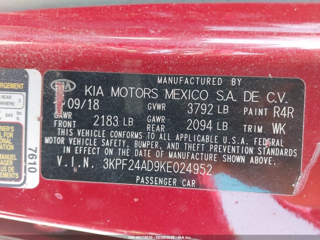 KIA Forte Lxs 2019 3KPF24AD9KE024952 Image 9