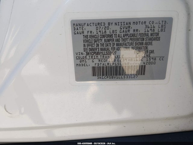 3N1CP5BV1LL533127 Nissan Kicks S Xtronic Cvt