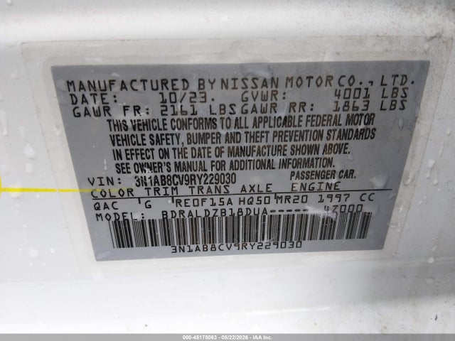 Продаж на аукціоні авто 2024 Nissan Sentra Sv Xtronic Cvt, vin: 3N1AB8CV9RY229030, номер лоту: 45175063