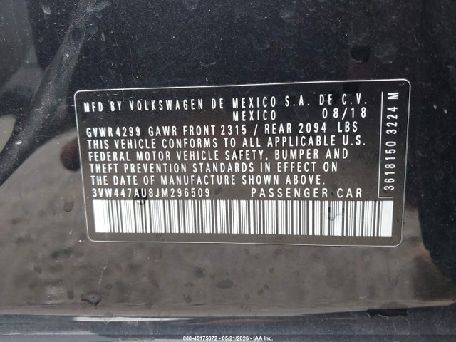 Продаж на аукціоні авто 2018 Volkswagen Golf Gti 2.0t Autobahn/2.0t S/2.0t Se, vin: 3VW447AU8JM296509, номер лоту: 45175072