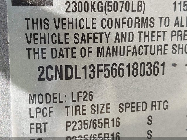 2006 Chevrolet Equinox Ls მანქანა იყიდება აუქციონზე, vin: 2CNDL13F566180361, აუქციონის ნომერი: 45175103