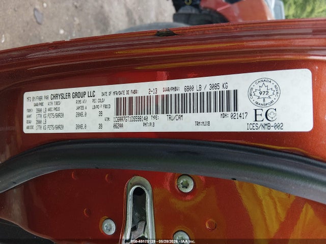 Продаж на аукціоні авто 2013 Ram 1500 Slt, vin: 1C6RR7GT1DS598140, номер лоту: 45175139