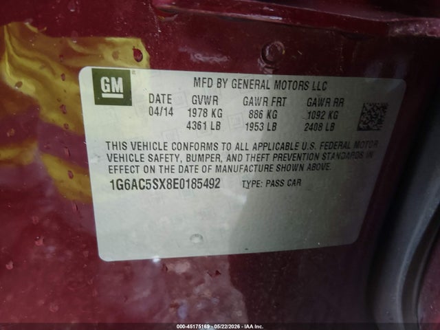 Продажа на аукционе авто 2014 Cadillac Ats Performance, vin: 1G6AC5SX8E0185492, номер лота: 45175169