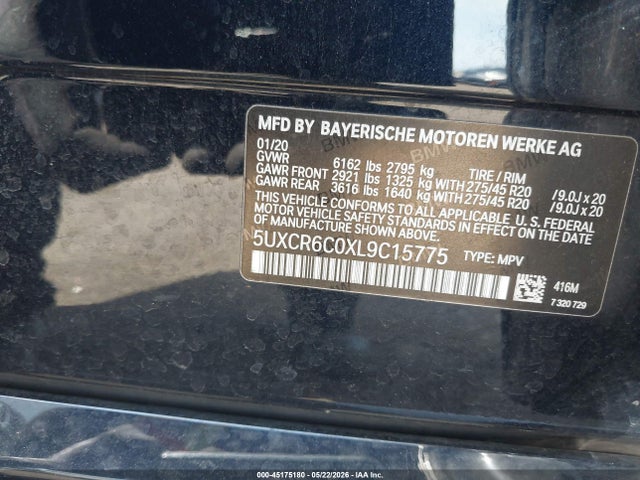Продаж на аукціоні авто 2020 Bmw X5 Xdrive40i, vin: 5UXCR6C0XL9C15775, номер лоту: 45175180