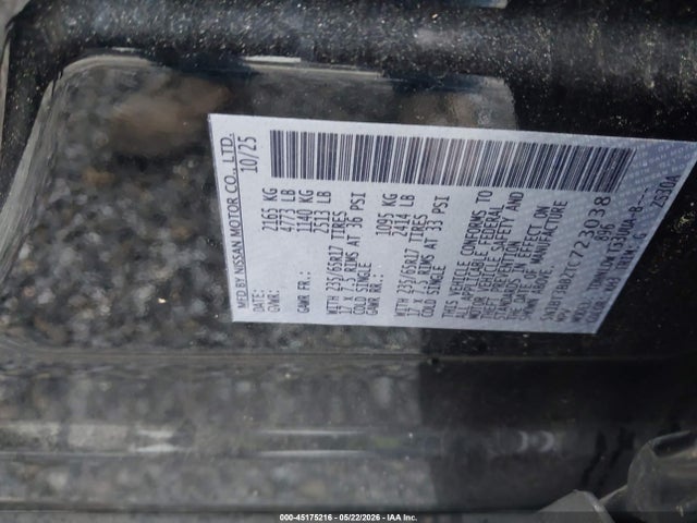 2026 Nissan Rogue Sv მანქანა იყიდება აუქციონზე, vin: 5N1BT3BB2TC723038, აუქციონის ნომერი: 45175216