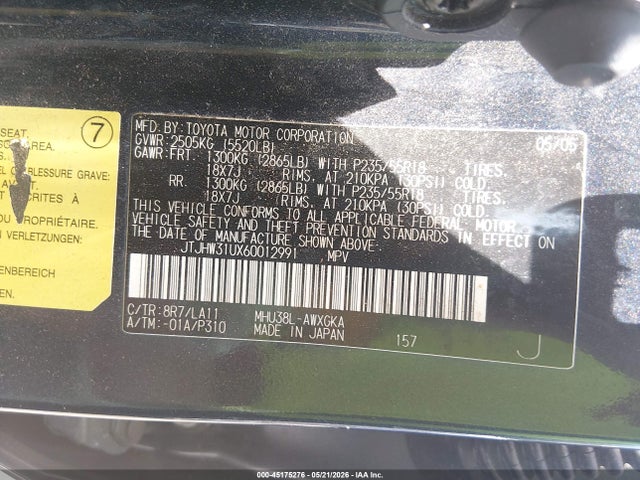 Auction sale of the 2006 Lexus Rx 400h, vin: JTJHW31UX60012991, lot number: 45175276