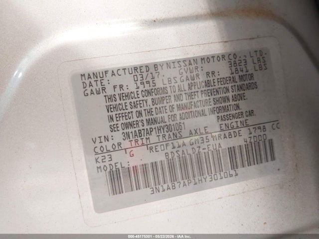 Nissan SENTRA SV 2017 3N1AB7AP1HY301061 Image 9