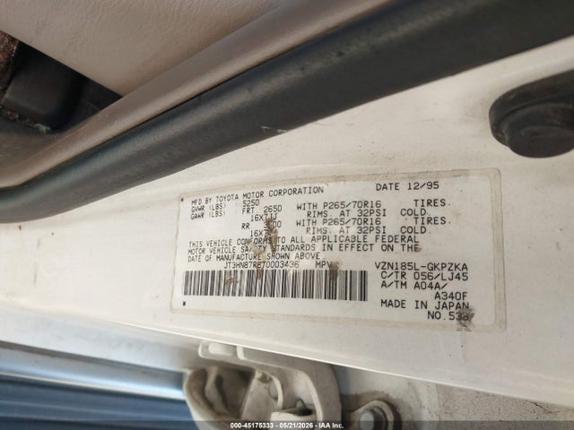 Продаж на аукціоні авто 1996 Toyota 4runner Limited, vin: JT3HN87R6T0003436, номер лоту: 45175333