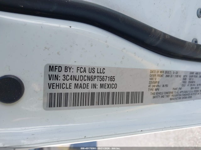45175393 :رقم المزاد ، 3C4NJDCN6PT567165 vin ، 2023 Jeep Compass Limited 4x4 مزاد بيع