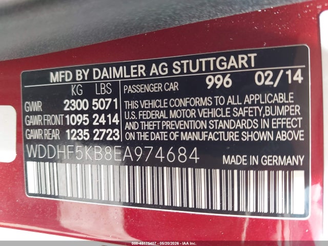 Aukcja sprzedaży 2014 Mercedes-benz E 350, vin: WDDHF5KB8EA974684, numer aukcji: 45175407