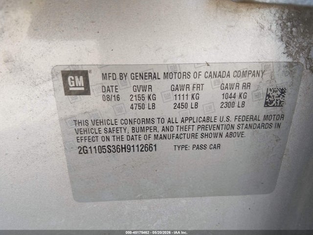 Chevrolet IMPALA 1LT 2017 2G1105S36H9112661 Image 9