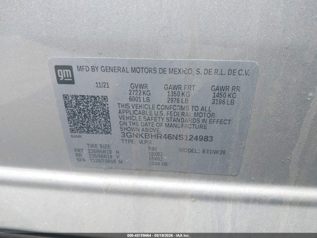 Продаж на аукціоні авто 2022 Chevrolet Blazer Awd 2lt, vin: 3GNKBHR46NS124983, номер лоту: 45175464